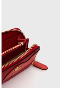 Lauren Ralph Lauren portfel skórzany damski kolor czerwony. Kolor: czerwony. Materiał: skóra. Wzór: gładki