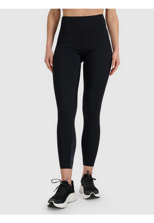 4f - 4F Legginsy do biegania szybkoschnące damskie - czarne L. Stan: podwyższony. Kolor: czarny. Materiał: włókno. Długość: długie. Sport: fitness, bieganie