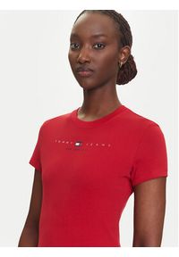 Tommy Jeans T-Shirt Linear DW0DW21422 Czerwony Slim Fit. Kolor: czerwony. Materiał: bawełna #4