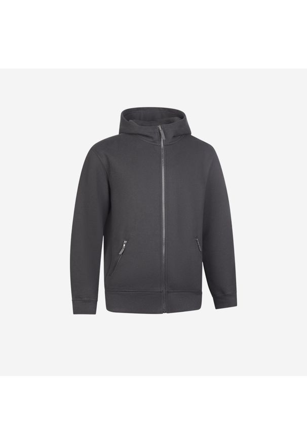 DOMYOS - Bluza na zamek z kapturem męska Domyos Gym & Pilates. Typ kołnierza: kaptur. Kolor: czarny. Materiał: tkanina, prążkowany, poliester, materiał, bawełna, elastan. Sport: joga i pilates