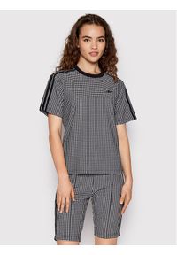 Adidas - adidas T-Shirt Gingham HB9454 Czarny Regular Fit. Kolor: czarny. Materiał: bawełna, wiskoza