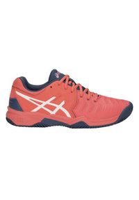Buty do tenisa dla dzieci Asics Gel Resolution 7. Zapięcie: sznurówki. Kolor: różowy. Materiał: materiał, syntetyk, tkanina. Szerokość cholewki: normalna. Sport: tenis