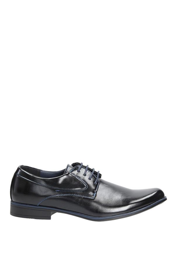 Casu - Czarne buty wizytowe sznurowane casu mxc393. Kolor: czarny, wielokolorowy, niebieski. Styl: wizytowy