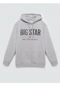 Big-Star - Bluza męska z kapturem z logo BIG STAR szara Ashlyno 901. Typ kołnierza: kaptur. Kolor: szary. Materiał: dresówka, dzianina. Wzór: nadruk
