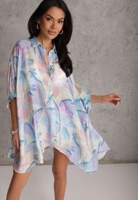 Renee - Niebieska Nietoperzowa Koszula z Bawełną o Fasonie Oversize Celista. Okazja: na co dzień. Kolor: niebieski. Materiał: bawełna. Styl: casual, elegancki #7