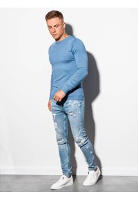 Ombre Clothing - Sweter męski E177 - błękitny - XXL. Kolor: niebieski. Materiał: wiskoza, nylon. Styl: klasyczny #5