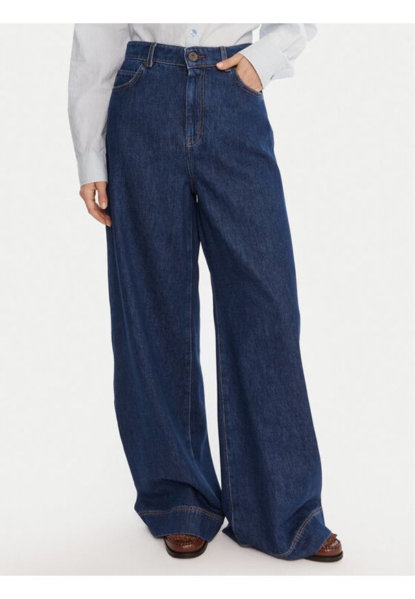 Weekend Max Mara Jeansy Ciro 2525186042 Granatowy Wide Leg. Kolor: niebieski