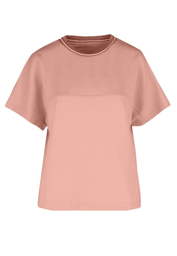 Volcano - Luźna bluzka z modalem TM-FINA. Okazja: na co dzień. Materiał: poliester, elastan, skóra, materiał. Długość rękawa: krótki rękaw. Długość: krótkie. Wzór: gładki. Styl: casual, klasyczny, sportowy