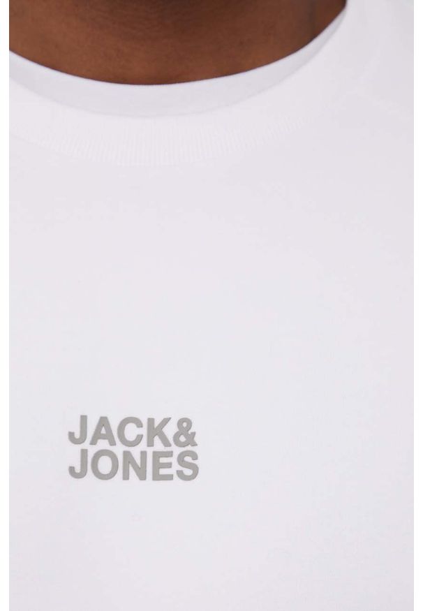 Jack & Jones bluza męska kolor biały gładka. Kolor: biały. Materiał: dzianina, materiał. Wzór: gładki