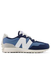 Buty New Balance GS327CJ - niebieskie. Okazja: na co dzień. Kolor: niebieski. Materiał: guma, materiał, syntetyk. Szerokość cholewki: normalna. Sezon: lato
