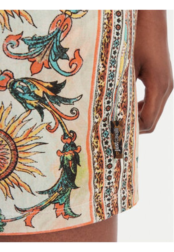 Just Cavalli Sukienka codzienna 80PAOE02 CJ112 Beżowy Slim Fit. Okazja: na co dzień. Kolor: beżowy. Materiał: bawełna. Typ sukienki: proste. Styl: casual