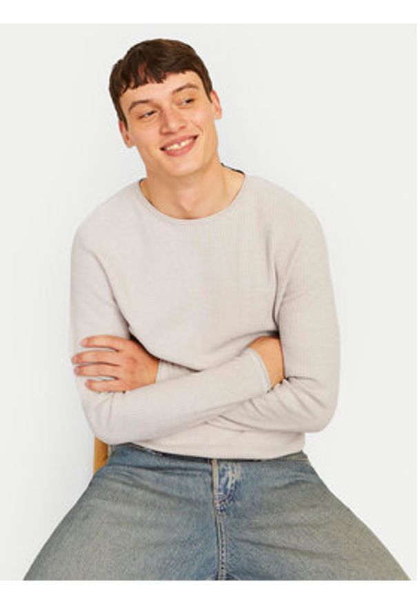 Jack & Jones - Jack&Jones Sweter Cooper 12258407 Beżowy Regular Fit. Kolor: beżowy. Materiał: bawełna