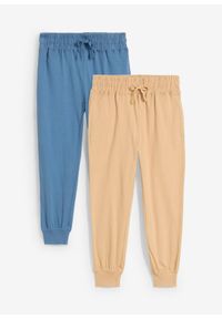 bonprix - Spodnie dresowe z czystej bawełny organicznej (2 pary). Kolor: niebieski. Materiał: dresówka, bawełna
