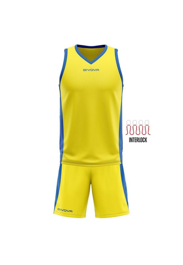 Givova Kit Power Interlock dla dziewczynek 2XS. Kolor: niebieski, pomarańczowy, żółty, wielokolorowy. Sport: koszykówka