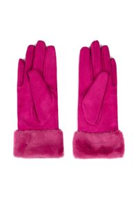 Wittchen - Damskie rękawiczki ze sztucznym futerkiem różowe. Kolor: różowy. Materiał: poliester