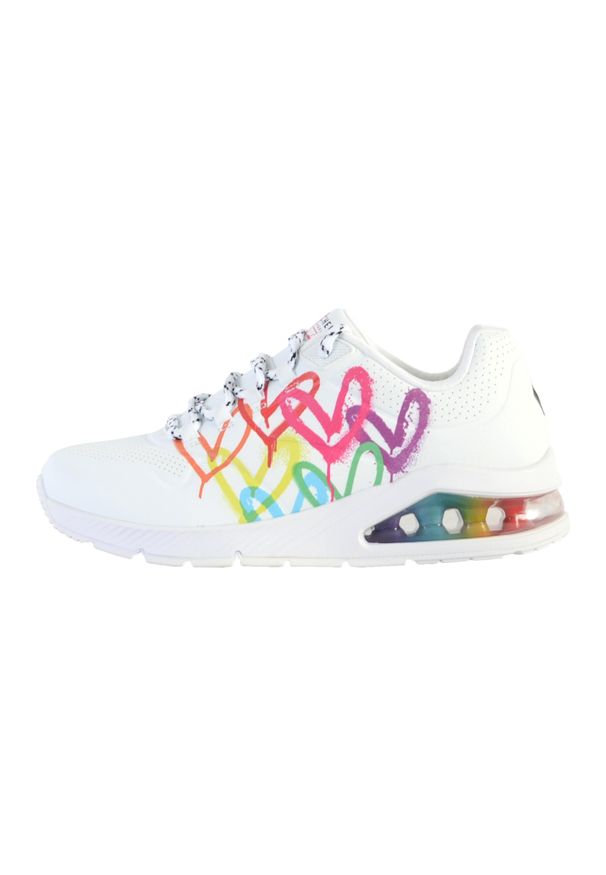 skechers - Buty do chodzenia damskie Skechers Uno 2 Floating. Zapięcie: sznurówki. Kolor: biały, czerwony, wielokolorowy. Materiał: materiał, syntetyk, tkanina. Szerokość cholewki: normalna. Sport: turystyka piesza