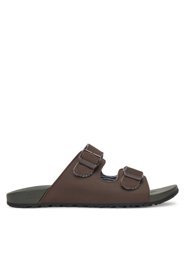 skechers - Skechers Klapki Pelem-Rolento 66042/CHOC Brązowy. Kolor: brązowy. Materiał: skóra