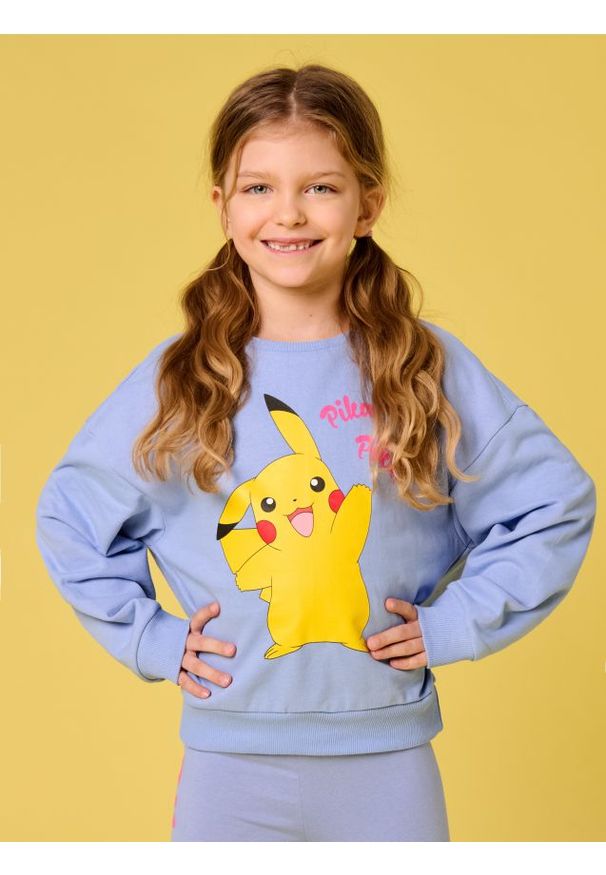 Sinsay - Bluza Pokémon - niebieski. Kolor: niebieski. Materiał: bawełna. Długość rękawa: długi rękaw. Długość: długie