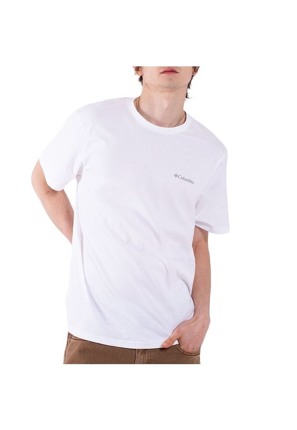 columbia - Koszulka męska Columbia CSC Basic 2154991100 - biała. Kolor: biały. Materiał: bawełna. Długość rękawa: krótki rękaw. Długość: krótkie