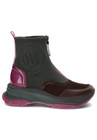 Zielone Botki Hispanitas Damskie Eleganckie Obuwie na Jesień. Kolor: zielony. Materiał: materiał. Sezon: jesień. Styl: elegancki #8