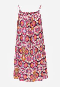 Renee - Fuksjowa Rozkloszowana Sukienka z Bawełny na Ramiączkach Tessadra. Okazja: na co dzień. Kolor: różowy. Materiał: bawełna. Długość rękawa: na ramiączkach. Styl: casual #4