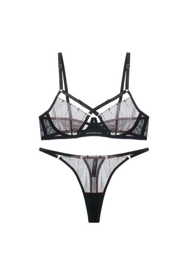 Intica - Komplet bielizny ze strapami na specjalne okazje Muireall. Kolor: czarny. Materiał: materiał