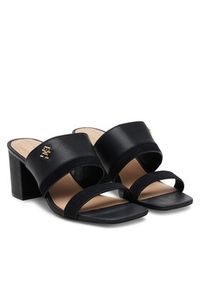 TOMMY HILFIGER - Tommy Hilfiger Klapki Leather & Suede Block Heel Mule FW0FW08530 Czarny. Kolor: czarny. Materiał: zamsz, skóra