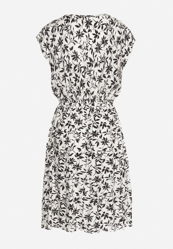 Born2be - Biała Sukienka z Bawełną i Kwiatowym Wzorem Lumianisse. Okazja: na co dzień. Kolor: biały. Materiał: bawełna. Długość rękawa: krótki rękaw. Wzór: kwiaty. Sezon: lato. Styl: casual, elegancki