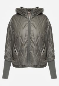 Born2be - Zielona Kurtka z Kapturem Pikowana z Materiałowymi Wykończeniami Sofie. Okazja: na co dzień. Typ kołnierza: kaptur. Kolor: zielony. Materiał: materiał. Styl: casual #6