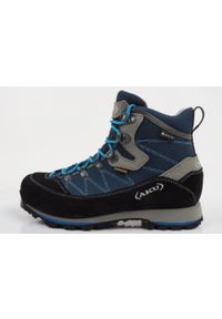 Buty sportowe trekkingowe damskie Aku Trekker WIDE Gore-tex skóra. Kolor: wielokolorowy, niebieski, czarny. Materiał: skóra. Szerokość cholewki: normalna. Styl: sportowy