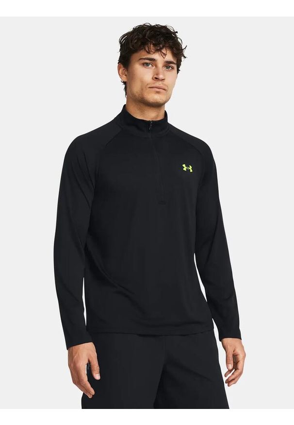Bluza fitness męska Under Armour Tech 2.0 1/2 Zip. Kolor: czarny, wielokolorowy. Długość rękawa: długi rękaw. Sport: fitness