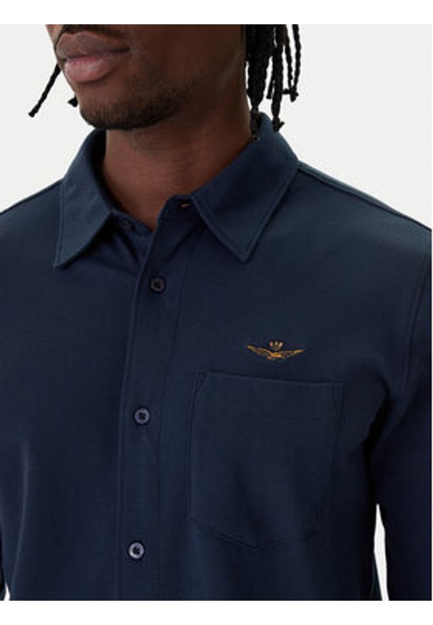 Aeronautica Militare Koszula 261CA1313UP00408 Granatowy Regular Fit. Kolor: niebieski. Materiał: bawełna