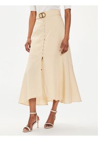 TwinSet - TWINSET Spódnica midi 241TP2523 Beżowy Flared Fit. Kolor: beżowy. Materiał: lyocell