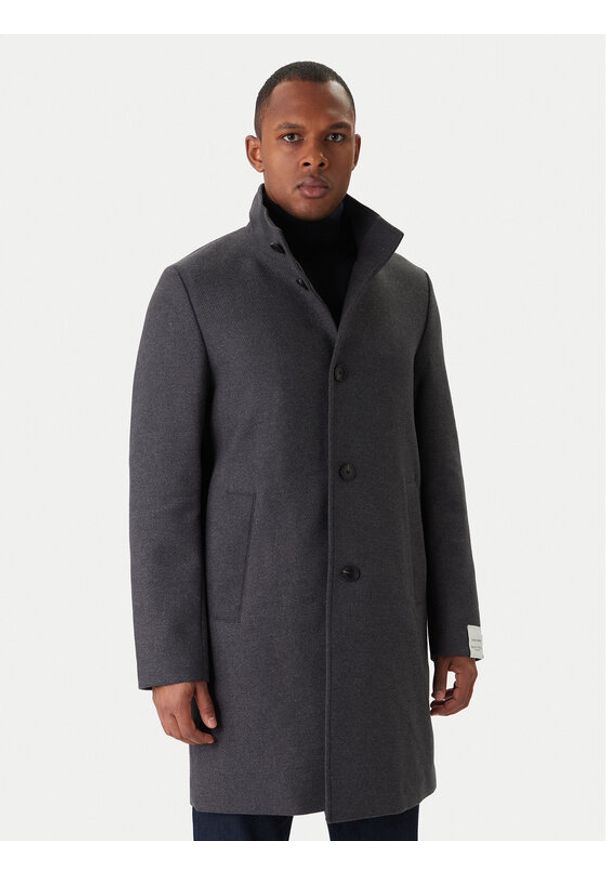 Marc O'Polo Płaszcz wełniany 529 0288 71044 Szary Regular Fit. Typ kołnierza: polo. Kolor: szary. Materiał: syntetyk