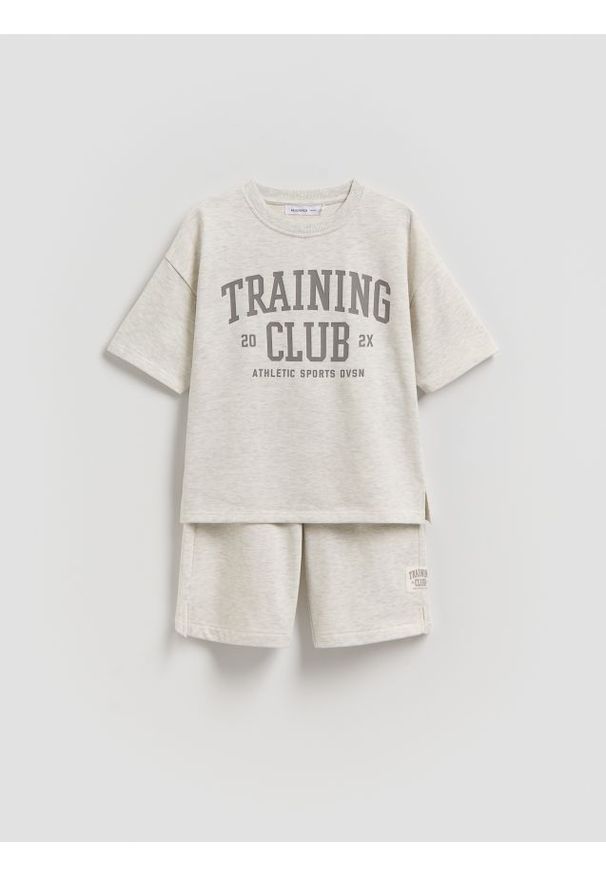 Reserved - Bawełniany komplet - jasnoszary. Kolor: szary. Materiał: bawełna