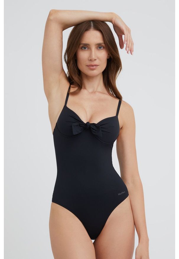 Max Mara Leisure jednoczęściowy strój kąpielowy kolor czarny usztywniona miseczka. Kolor: czarny. Materiał: dzianina. Wzór: gładki