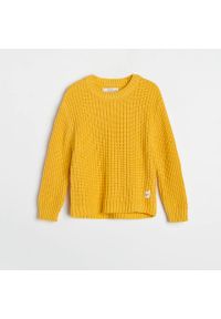Reserved - Sweter z naszywką - Żółty. Kolor: żółty. Wzór: aplikacja #1
