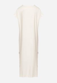 Born2be - Biało-Czerwona Wiskozowa Sukienka Pudełkowa z Ornamentnym Wzorem Melosea. Okazja: na co dzień. Kolor: biały. Materiał: wiskoza. Styl: elegancki, casual #2