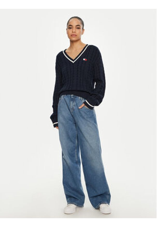 Tommy Jeans Sweter DW0DW19885 Granatowy Regular Fit. Kolor: niebieski. Materiał: bawełna
