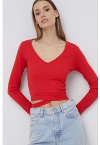 Pepe Jeans longsleeve CATHERINE damska kolor czerwony. Kolor: czerwony. Materiał: dzianina, materiał. Długość rękawa: długi rękaw. Wzór: gładki