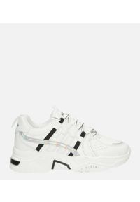 Casu - Białe buty sportowe sneakersy sznurowane casu 20h1/w. Kolor: biały. Materiał: skóra ekologiczna, materiał. Szerokość cholewki: normalna