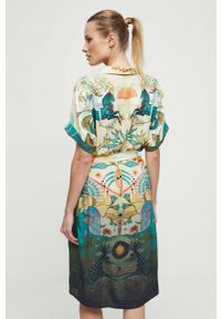 medicine - Medicine sukienka kolor multicolor midi prosta. Materiał: tkanina. Długość rękawa: krótki rękaw. Typ sukienki: proste. Długość: midi #4