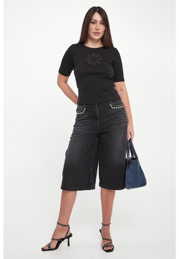 Twinset Milano - T-shirt damski z haftem TWINSET. Wzór: haft