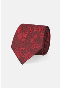 Lancerto - Krawat Bordowy w Róże. Kolor: czerwony. Materiał: poliester