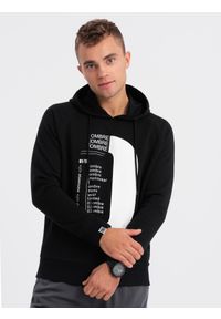 Ombre Clothing - Bluza męska HOODIE z nadrukiem - czarna V3 - Rozmiar: M. Kolor: czarny. Materiał: bawełna, poliester. Wzór: nadruk #1