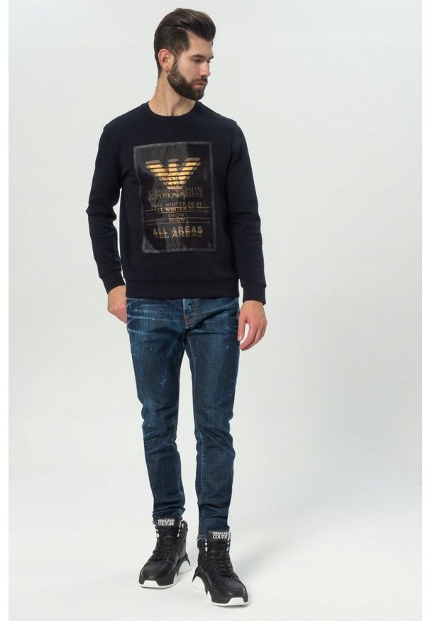 DSQUARED2 Granatowe jeansy cool guy jean. Kolor: wielokolorowy. Wzór: aplikacja