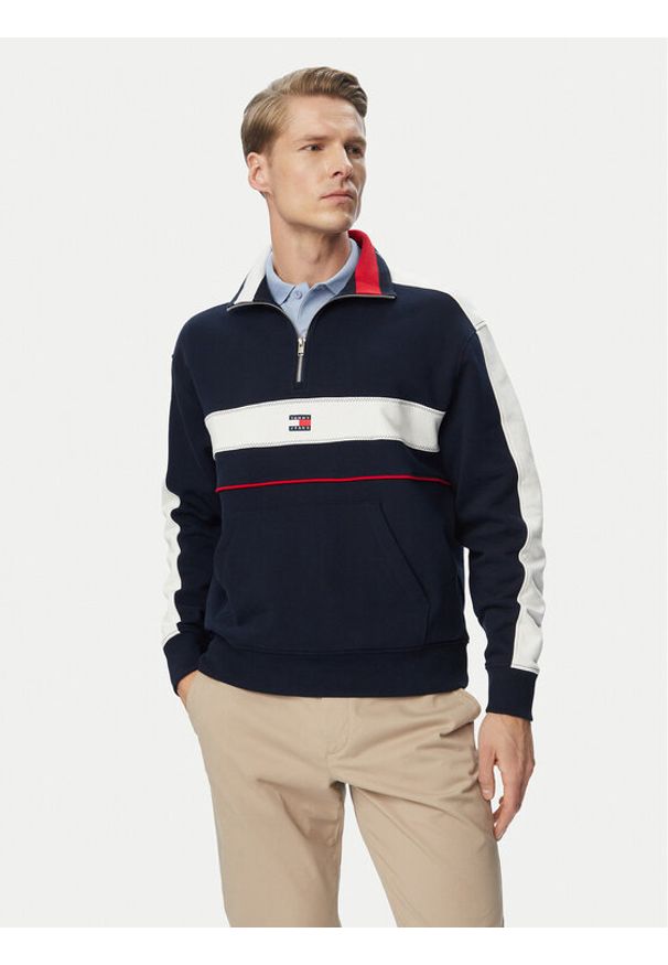 Tommy Jeans Bluza Cblock DM0DM23244 Granatowy Relaxed Fit. Kolor: niebieski. Materiał: bawełna