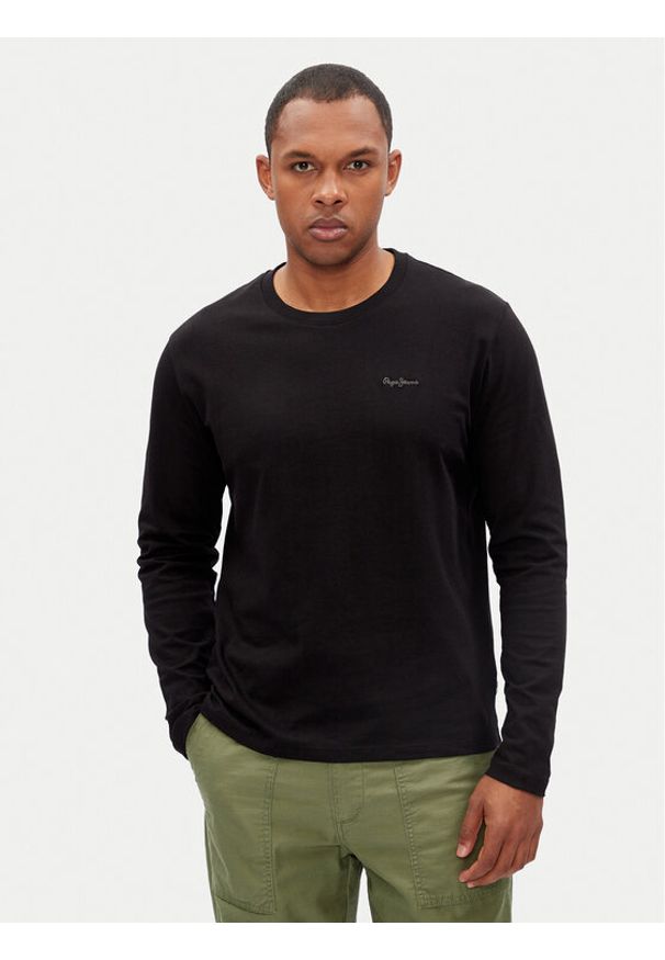 Pepe Jeans Longsleeve Connor PM509219 Czarny Regular Fit. Kolor: czarny. Materiał: bawełna. Długość rękawa: długi rękaw