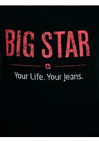 Big-Star - Koszulka damska o klasycznym kroju czarna Brunona 906. Kolor: czarny. Materiał: jeans, bawełna. Wzór: aplikacja, nadruk. Styl: klasyczny
