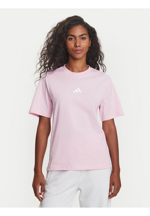 Adidas - adidas T-Shirt Essentials 3-Stripes JE1226 Różowy Regular Fit. Kolor: różowy. Materiał: bawełna